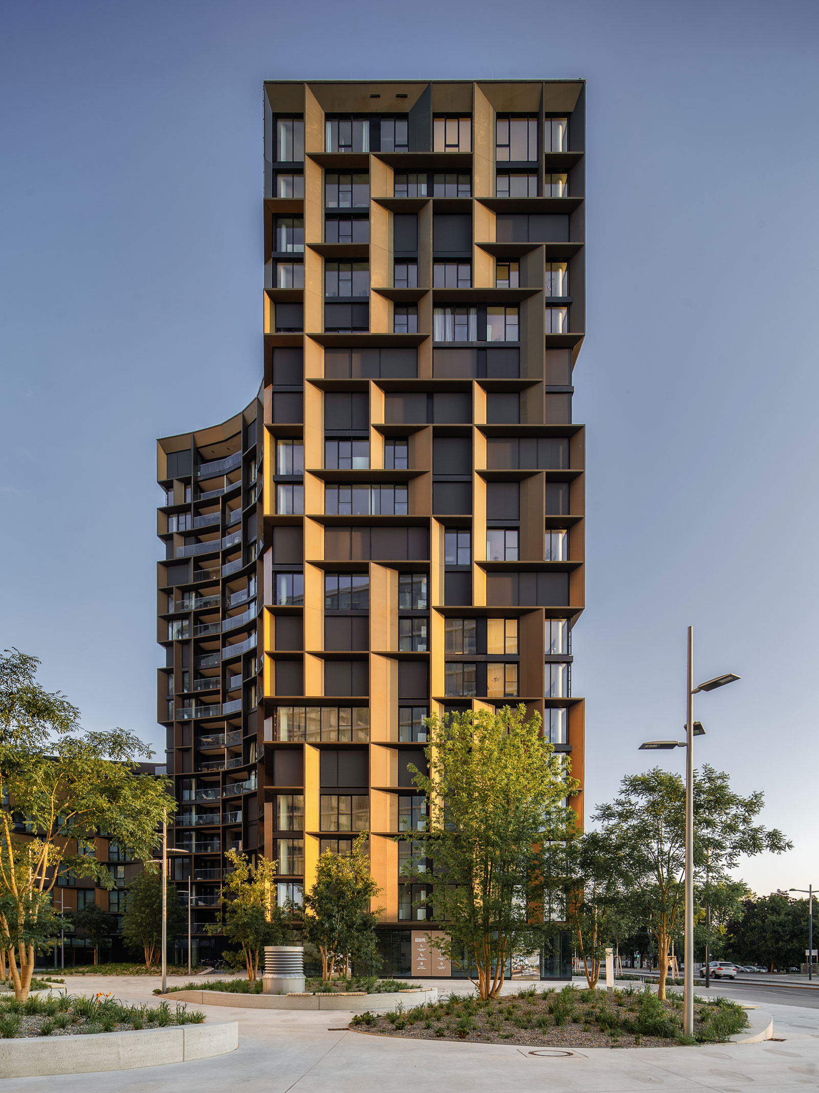 Hotel tower at dusk
